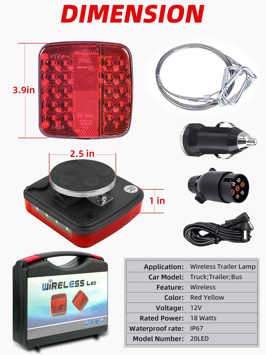 Phonery Luma ® LED Wireless Tail Lights for Trailer