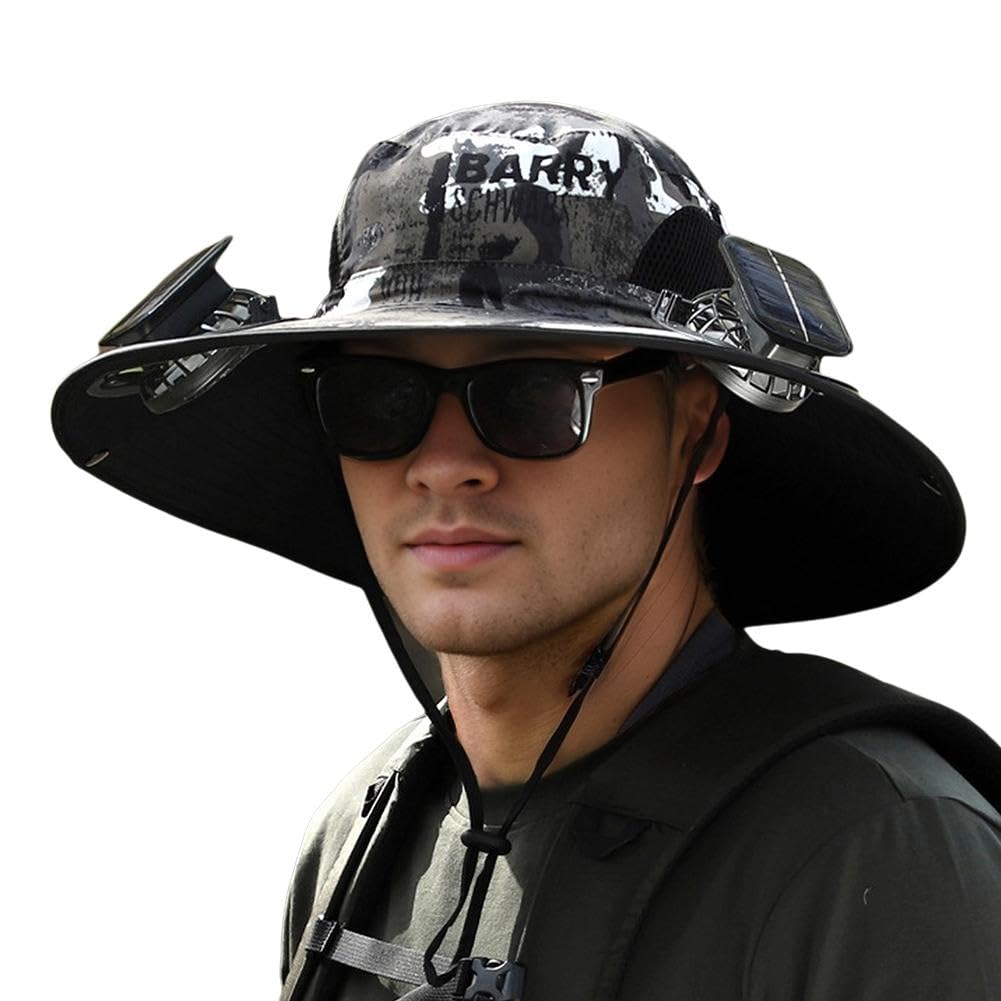 Phonery RadiantShade ® Wide Brim Hat with 2 Solar Fan-Getphonery