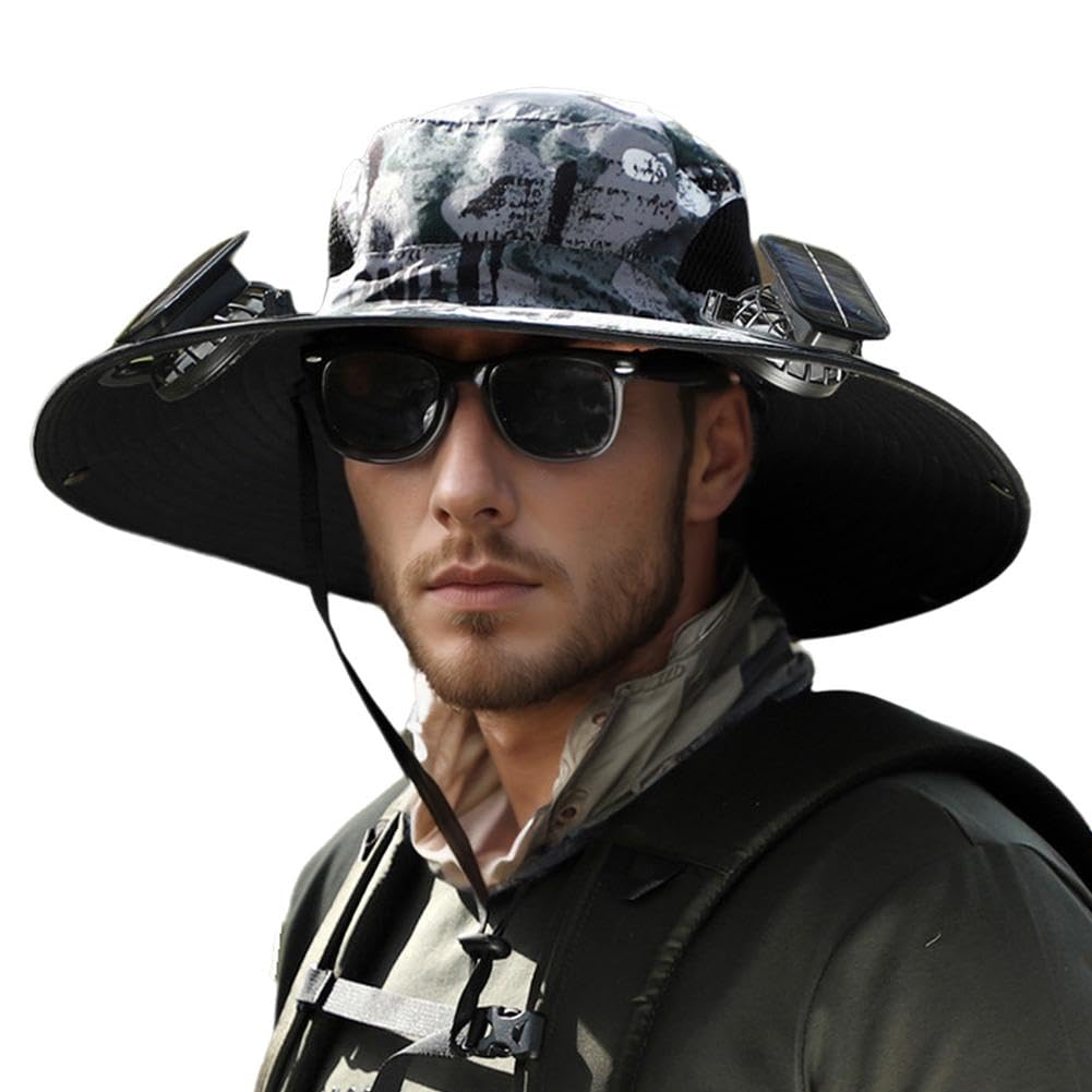 Phonery RadiantShade ® Wide Brim Hat with 2 Solar Fan-Getphonery