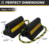 Wheel Chocks [2pair/4pack with Rope] for RV Trailer Camper Truck Car Aircraft Boat, Versatile Rubber Chocks Block Stopper for Tire with Reflective Strips, Utility Trailer Camper RV Accessories