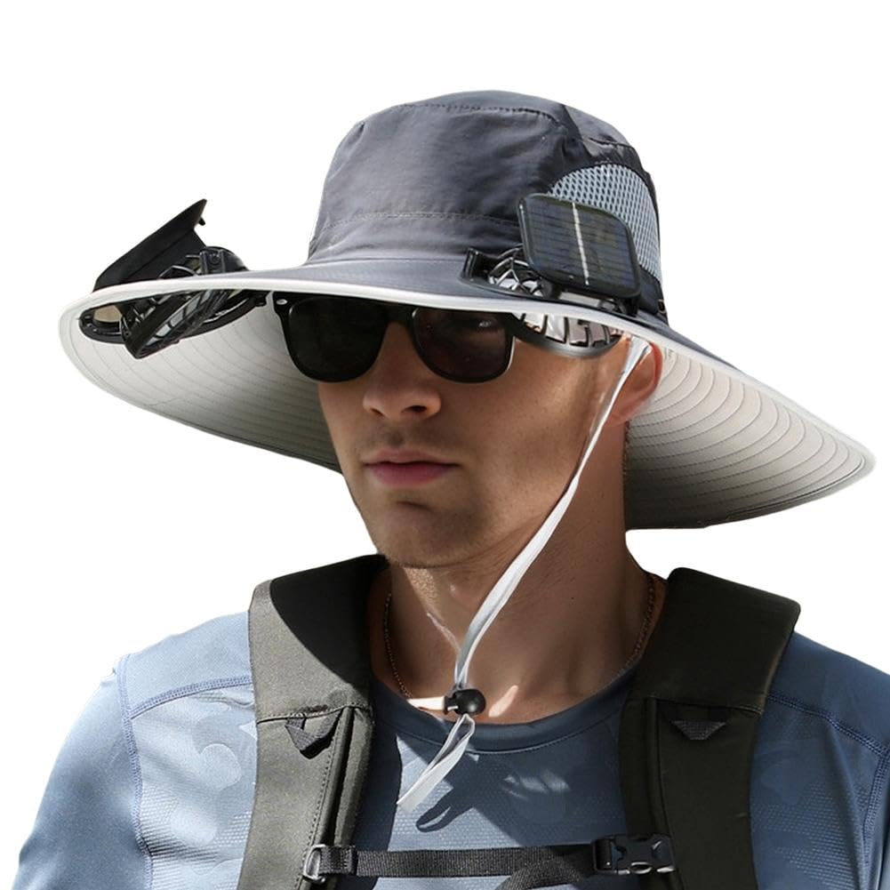 Phonery RadiantShade ® Wide Brim Hat with 2 Solar Fan-Getphonery