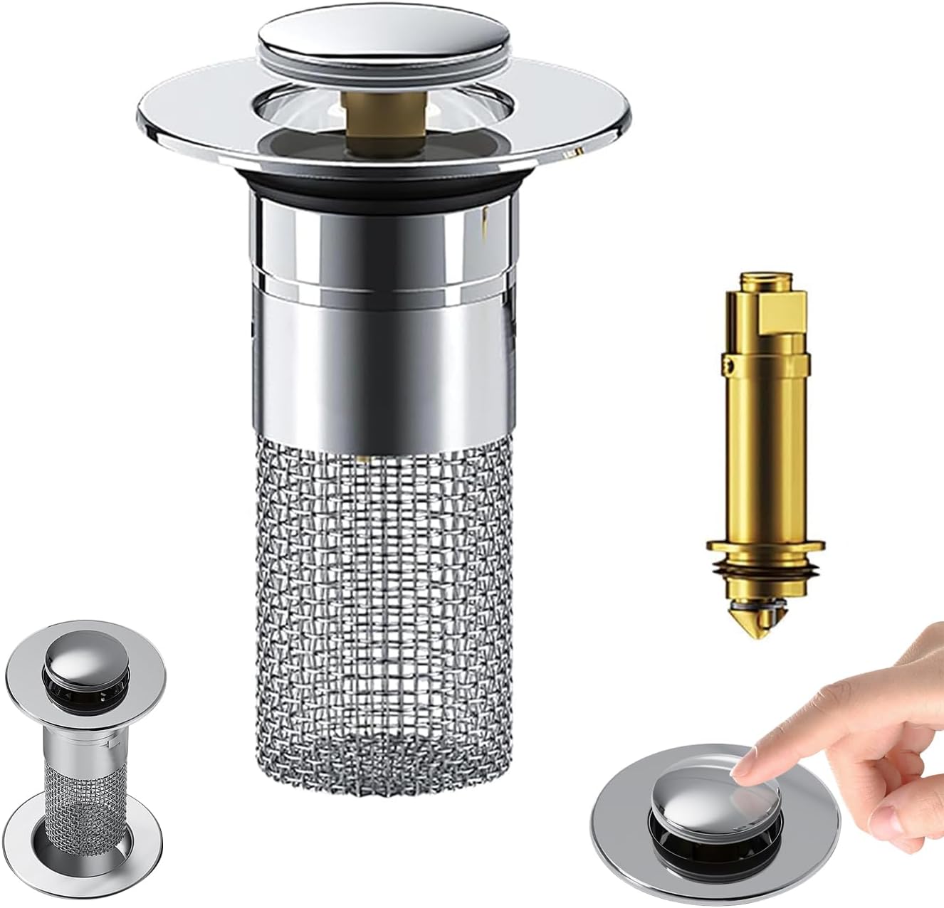 Phonery SinkShield ® Pop Up Bathroom Sink Drain Strainer-Getphonery