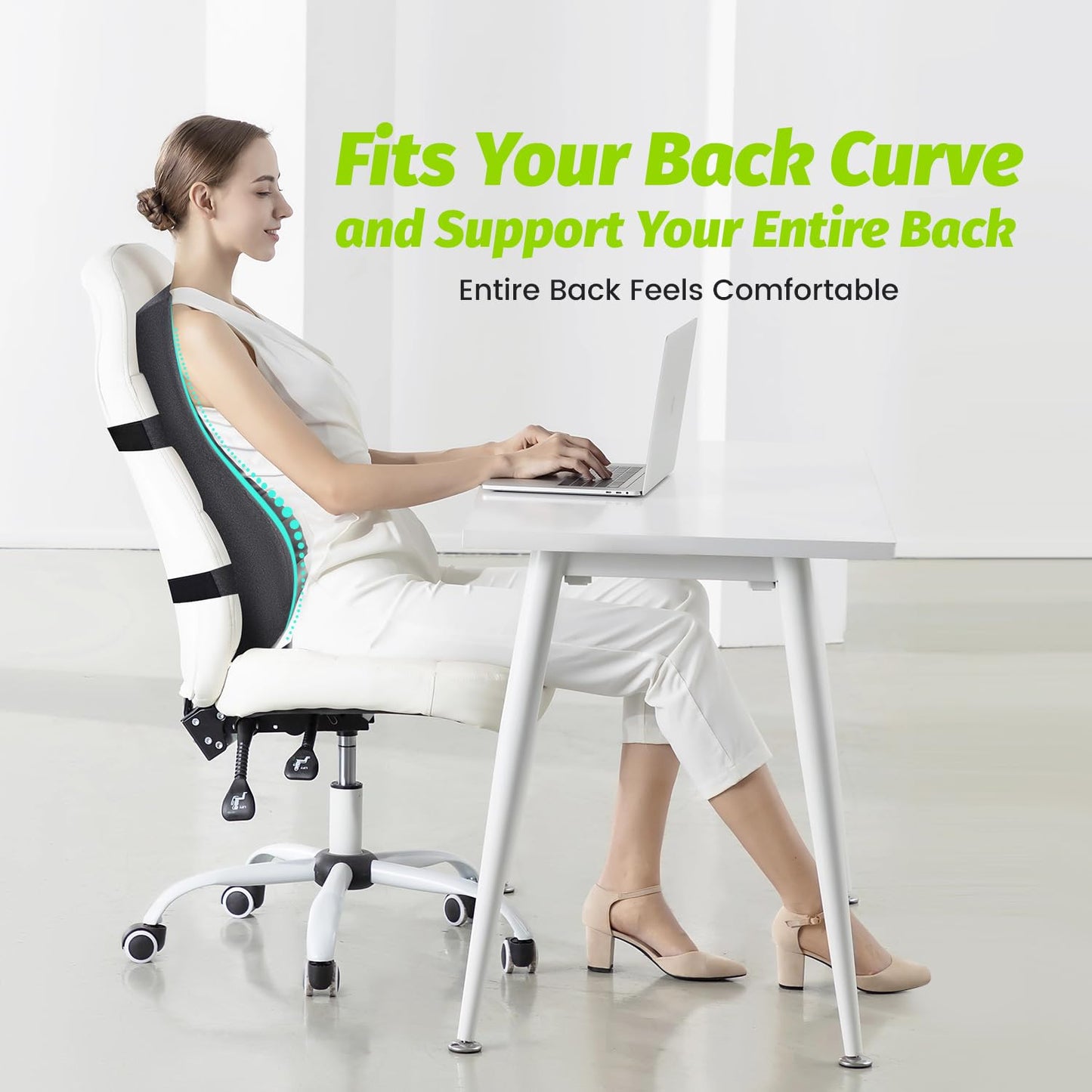 Phonery SpineEase ® Long Back Support for Office Chair