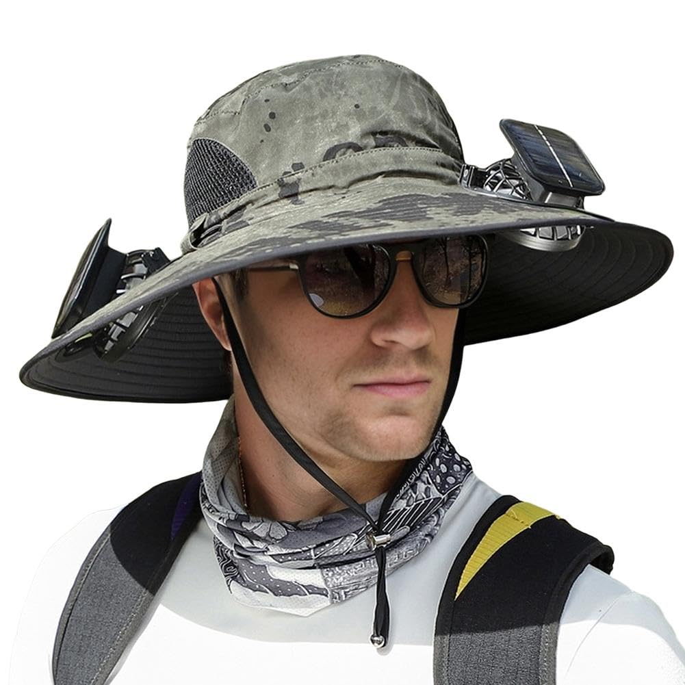 Phonery RadiantShade ® Wide Brim Hat with 2 Solar Fan-Getphonery