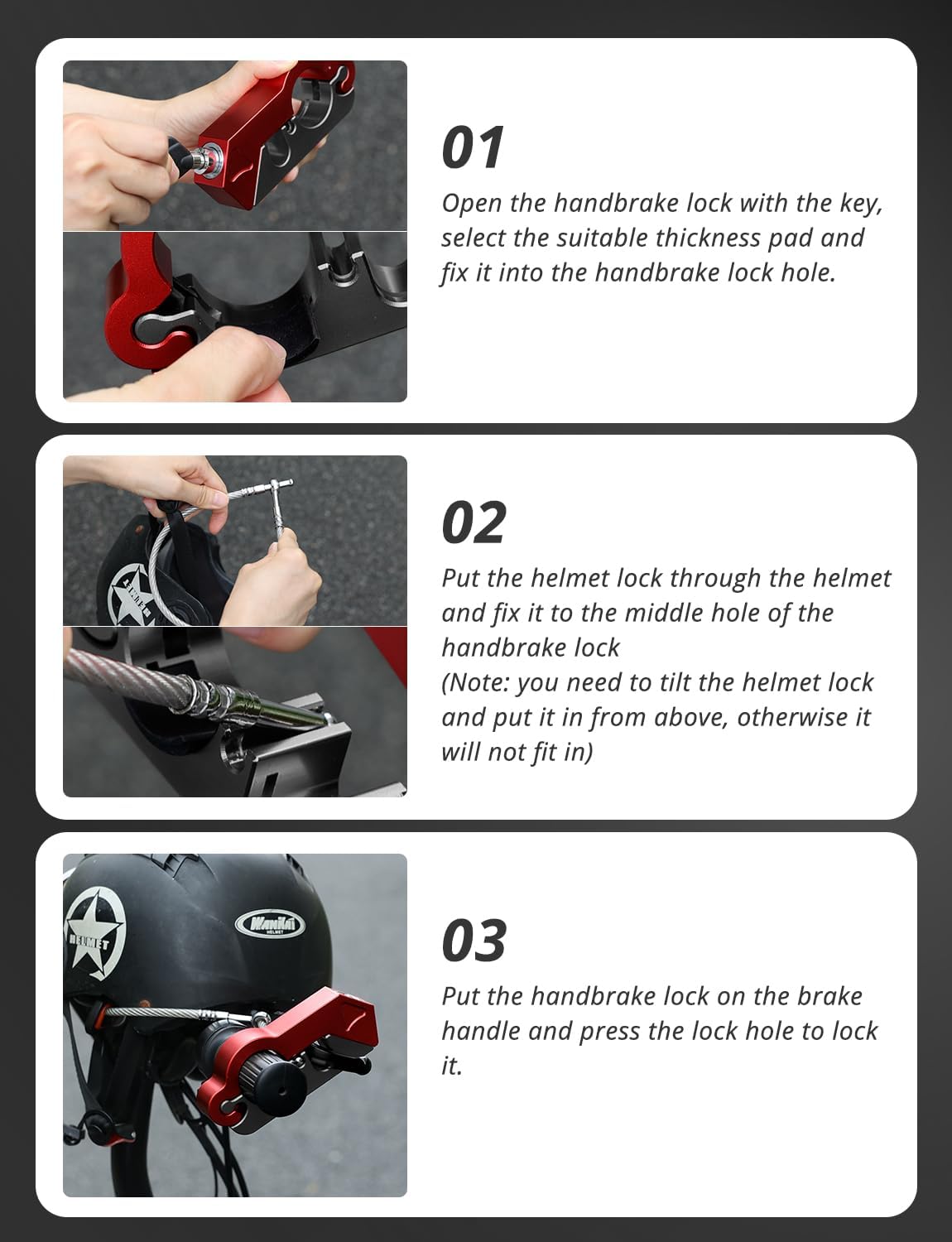 Phonery SecureRide ® Universal Motorcycle Helmet and Throttle Lock-Getphonery