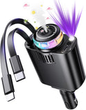 5 in 1 Retractable Car Charger with Aromatherapy and Starlight, USBC Car Charger Adapter, 69W Fast Charging Cars Phone Chargers, Cars Air Freshener Compatible for iPhone 16 15 14 13 12 and Android