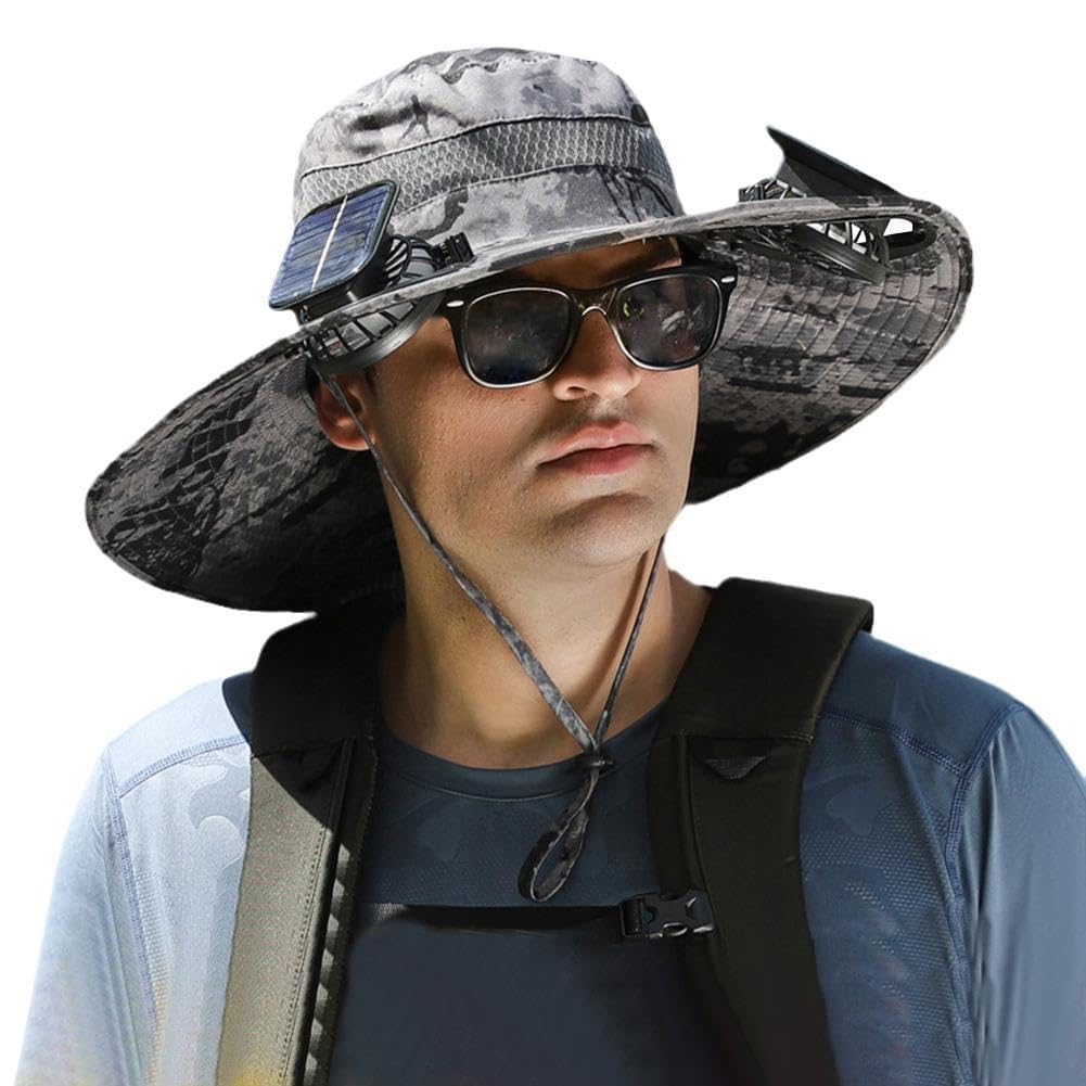 Phonery RadiantShade ® Wide Brim Hat with 2 Solar Fan-Getphonery