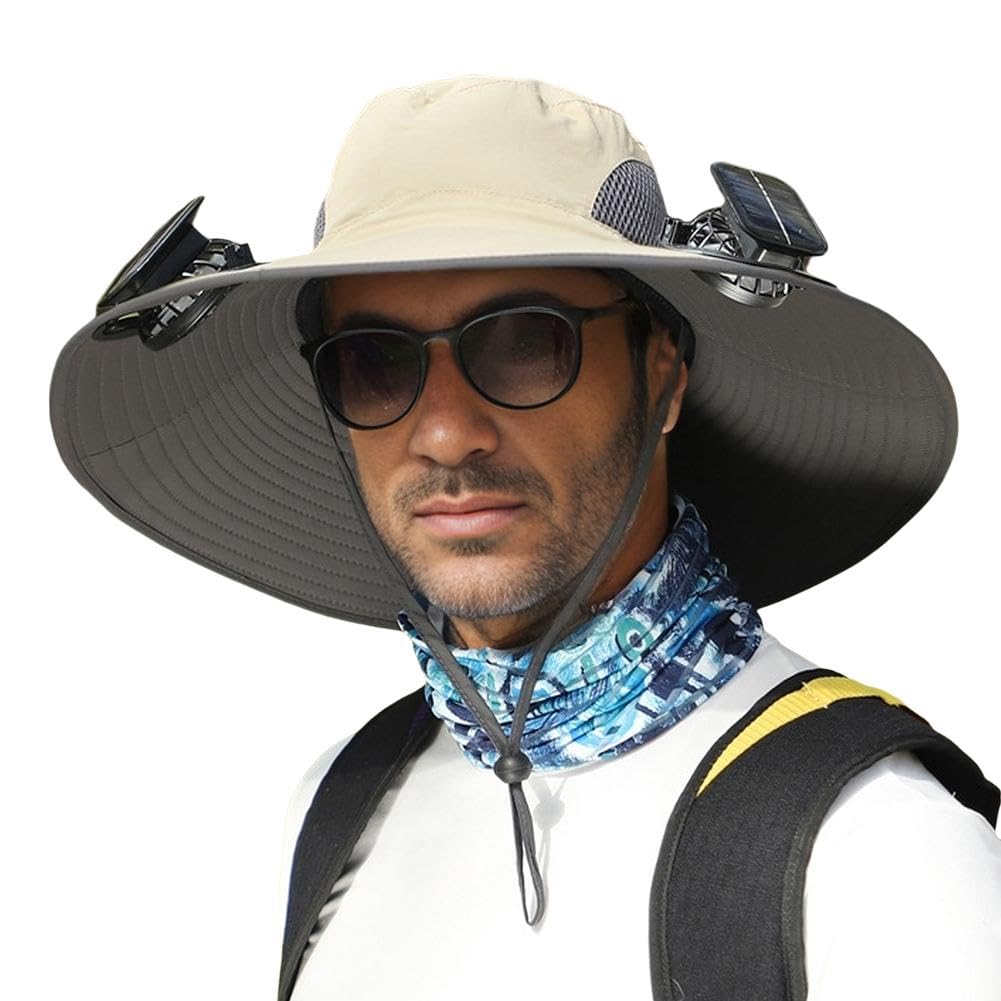 Phonery RadiantShade ® Wide Brim Hat with 2 Solar Fan-Getphonery