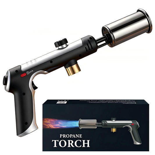 Propane Torch, 3272°F Propane Torch Gun High Heat Torch Lighter with Adjustable Flame & Safety Lock, for BBQ Grilling, Charcoal Igniting, Cooking, DIY Projects (1 Set)
