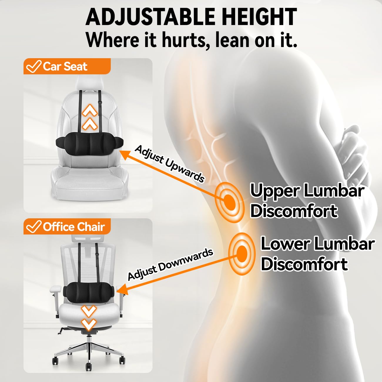 Phonery LumbroFlex ® Lumbar Support Pillow for Car