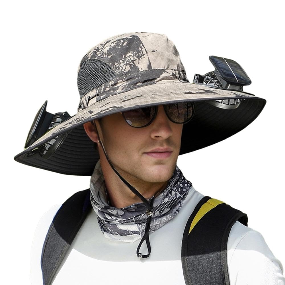 Phonery RadiantShade ® Wide Brim Hat with 2 Solar Fan-Getphonery