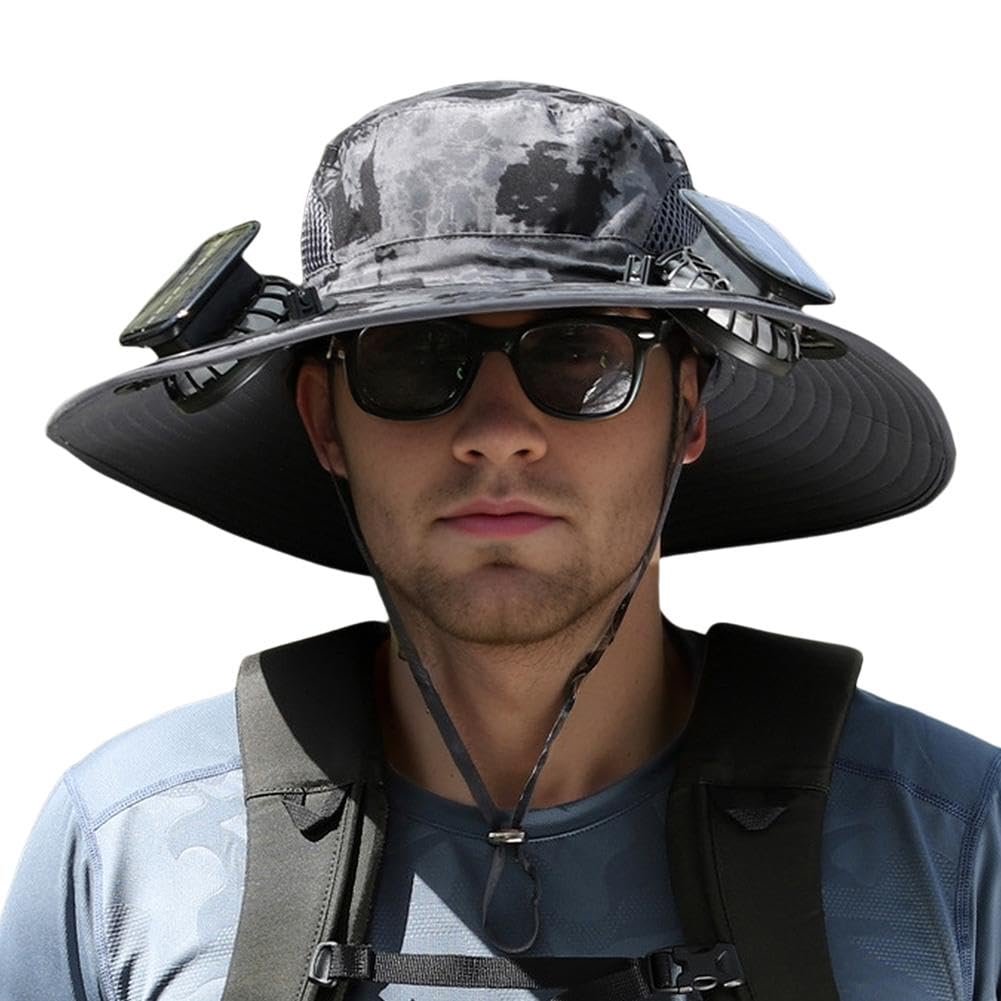 Phonery RadiantShade ® Wide Brim Hat with 2 Solar Fan-Getphonery