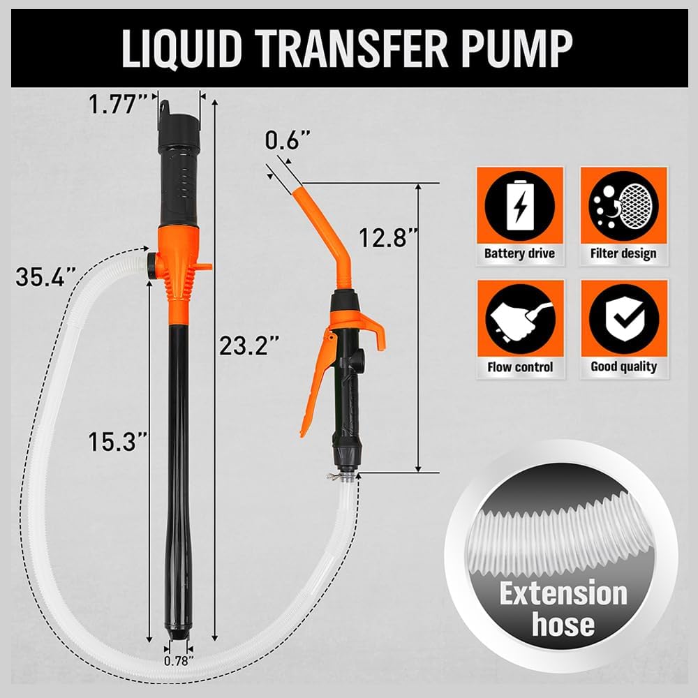 Powered Battery Liquid Transfer Pump, 2.2GPM, Water & Fuel Transfer Pump-Getphonery