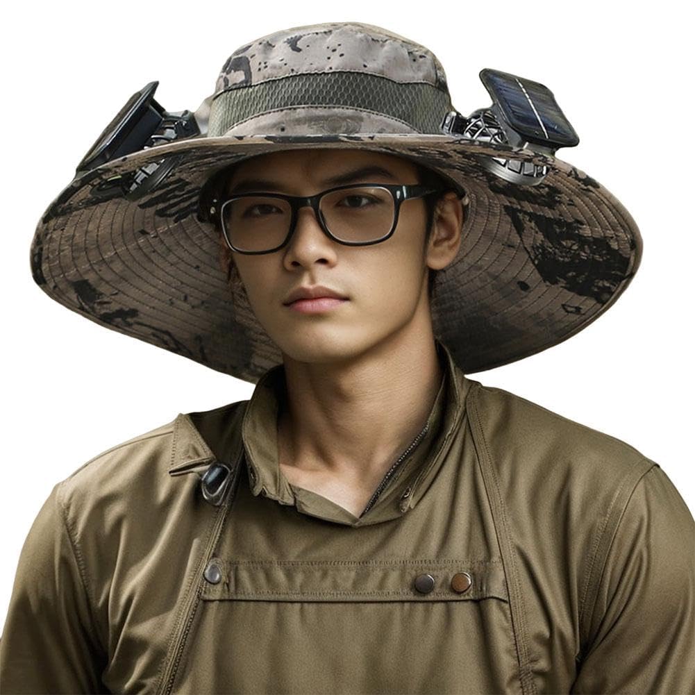 Phonery RadiantShade ® Wide Brim Hat with 2 Solar Fan-Getphonery
