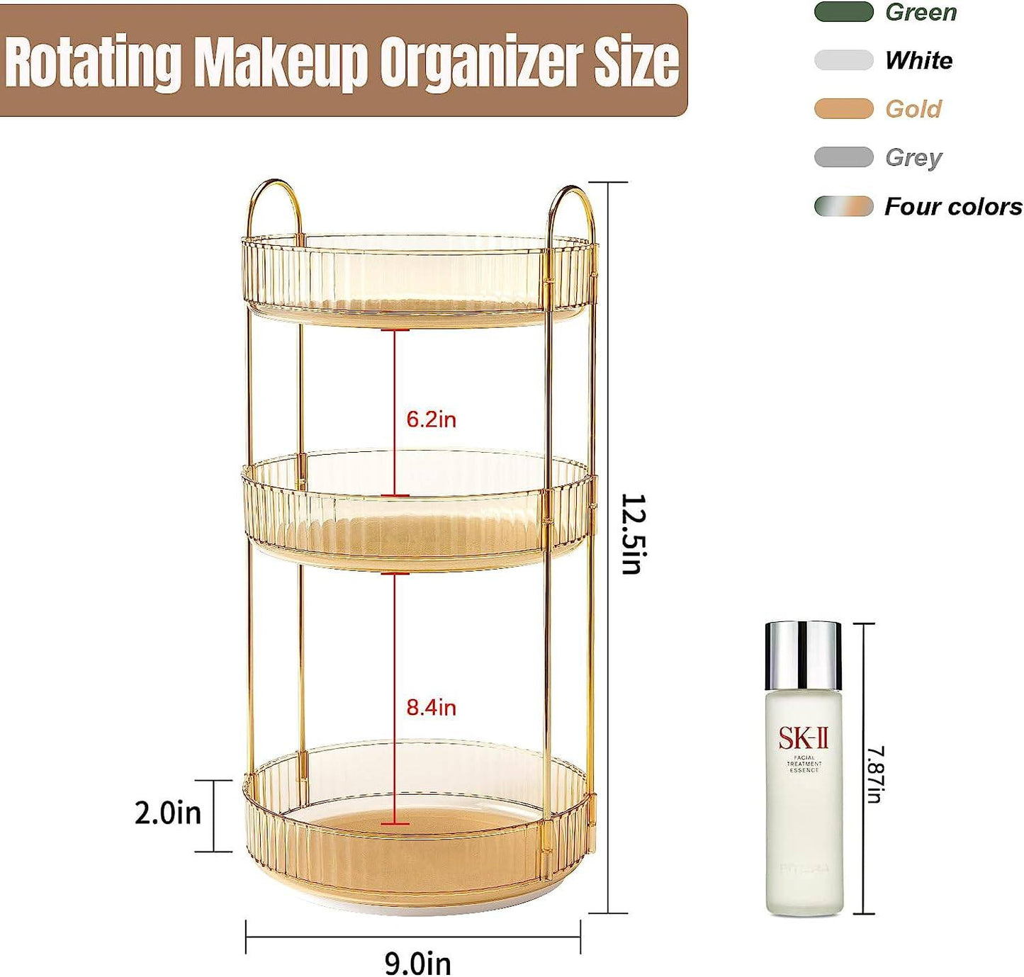 Phonery Vanity ® Rotating Makeup Organizer-Getphonery