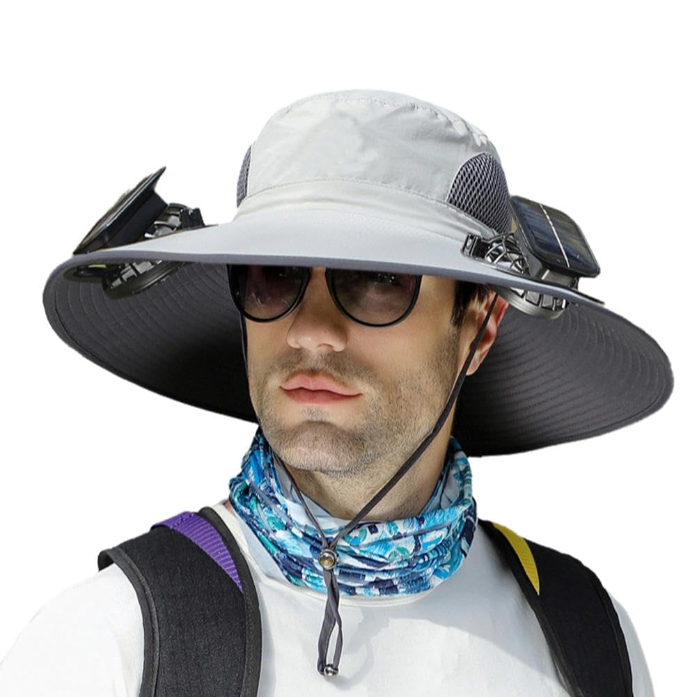 Phonery RadiantShade ® Wide Brim Hat with 2 Solar Fan-Getphonery