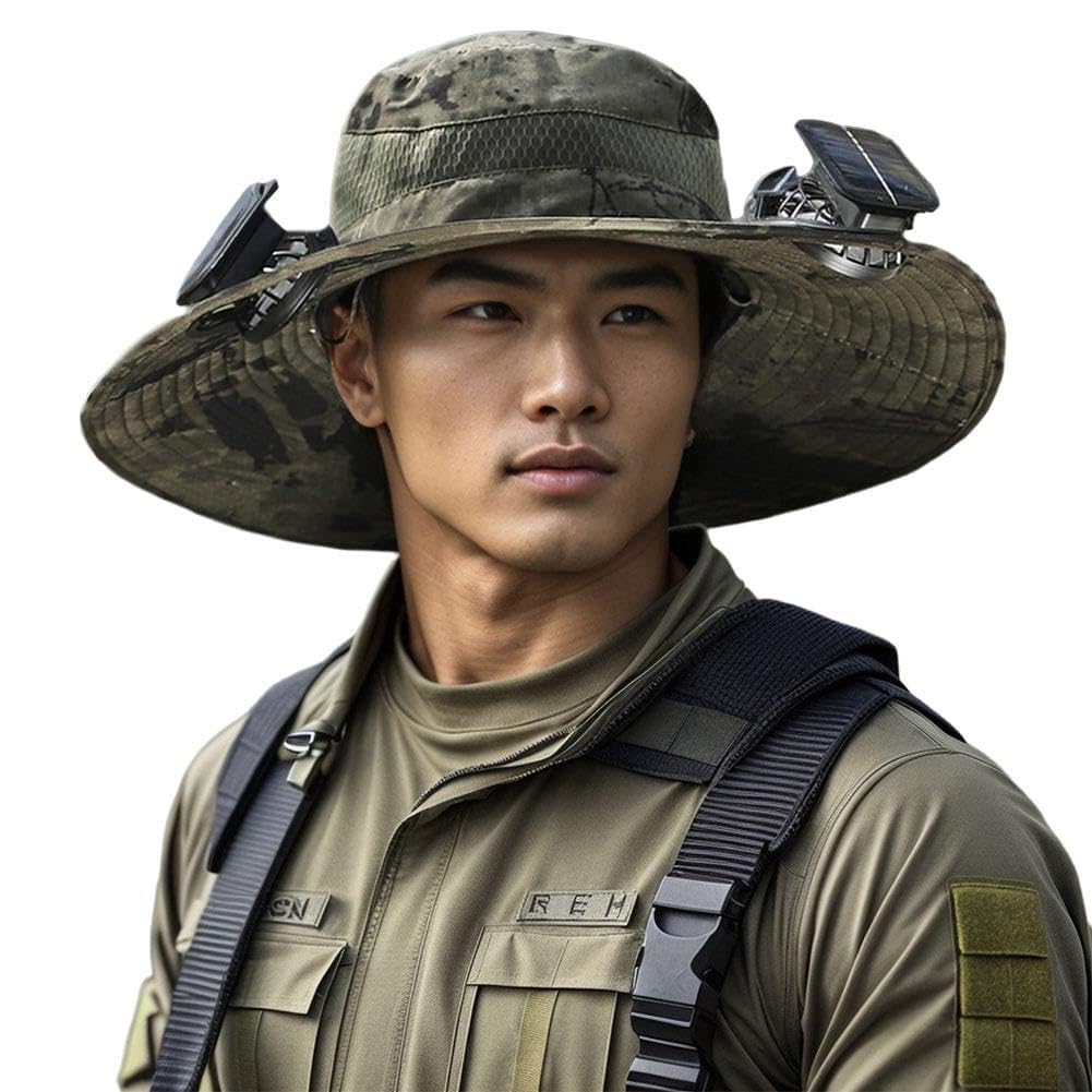Phonery RadiantShade ® Wide Brim Hat with 2 Solar Fan-Getphonery