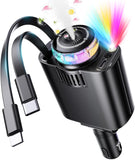 5 in 1 Retractable Car Charger with Aromatherapy and Starlight, USBC Car Charger Adapter, 69W Fast Charging Cars Phone Chargers, Cars Air Freshener Compatible for iPhone 16 15 14 13 12 and Android