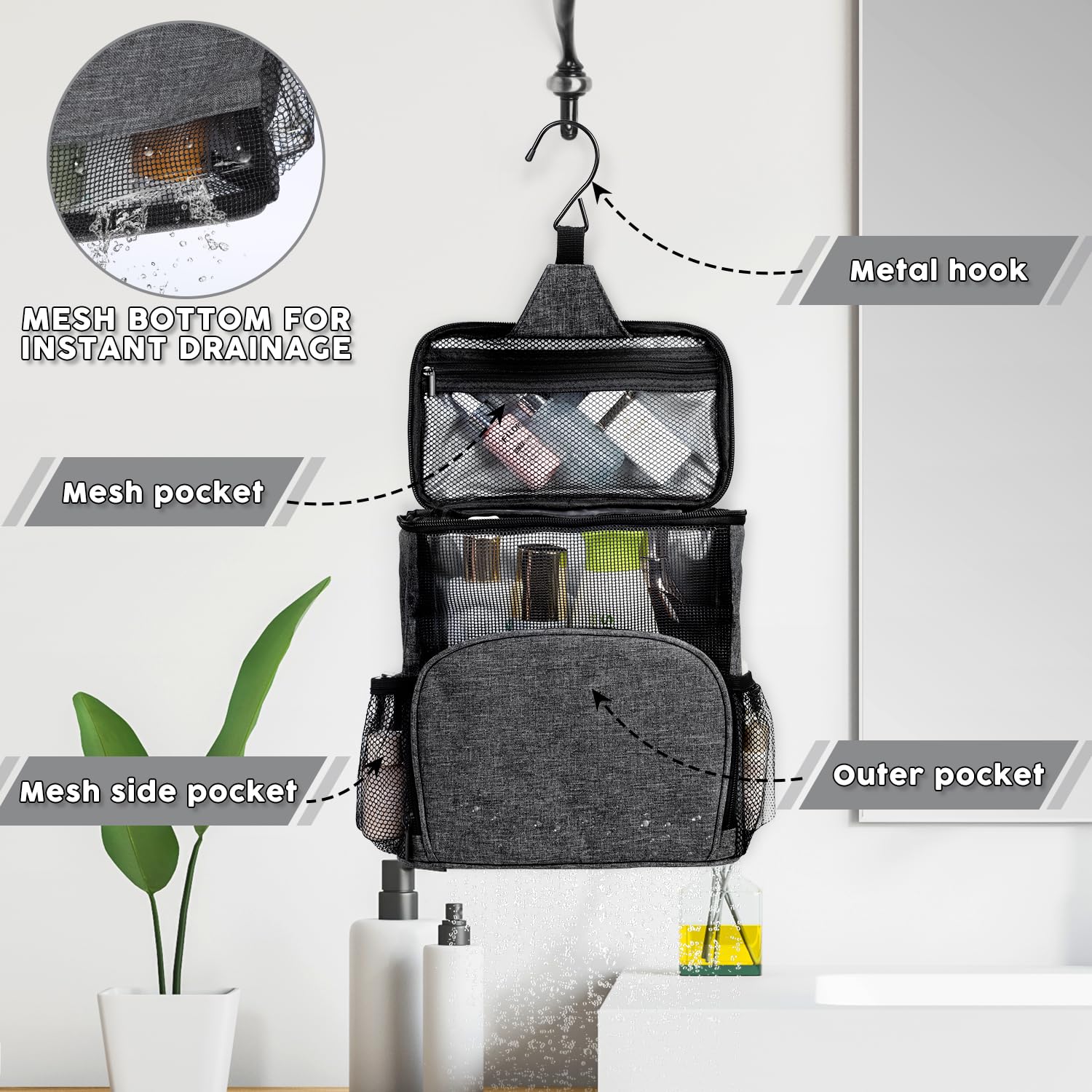 Phonery ShowerSavvy ® Hanging Shower Caddy-Getphonery