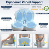 Seat Cushion, Office Chair Seat Cushions for Office Chair with L-Shaped Ergonomic Design, Memory Foam Chair Cushion for Long Sitting Office Worker(Black Gray)