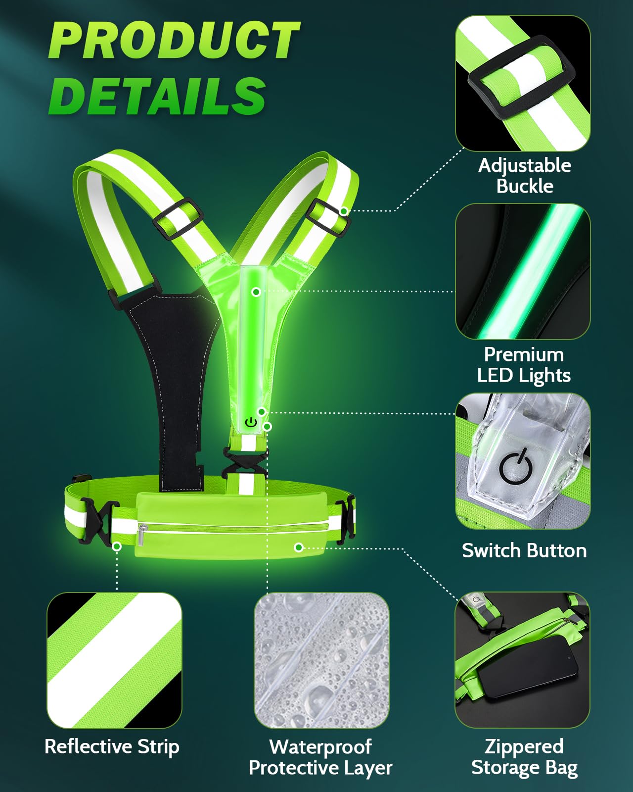 Phonery LumiVest ® Light Up Running Vest-Getphonery