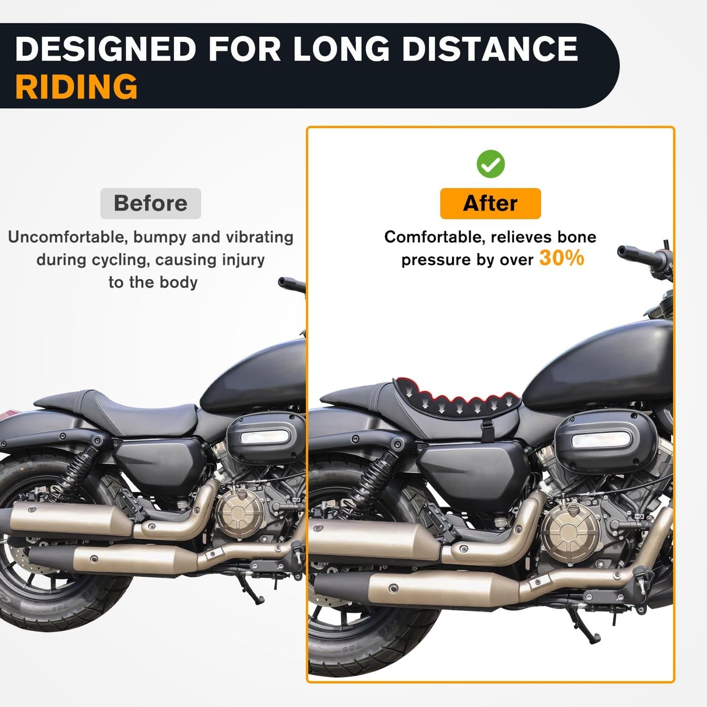 Phonery SaddleSoothe ® Motorcycle Gel Seat Cushion