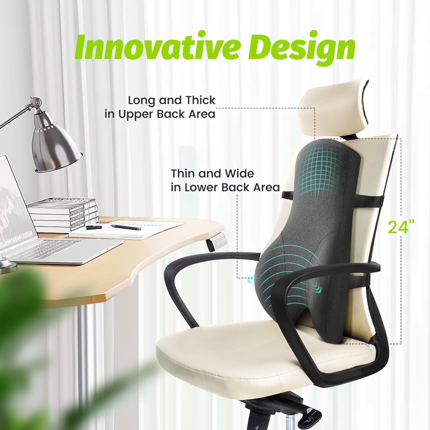 Phonery SpineEase ® Long Back Support for Office Chair