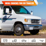 Wheel Chocks for RV Trailer, 4 Pack Non Slip Wheel Chocks for Travel Trailers with Rope for Easy Removal, Lightweight Plastic Wheel Stoppers Block for Camper Cars Trucks