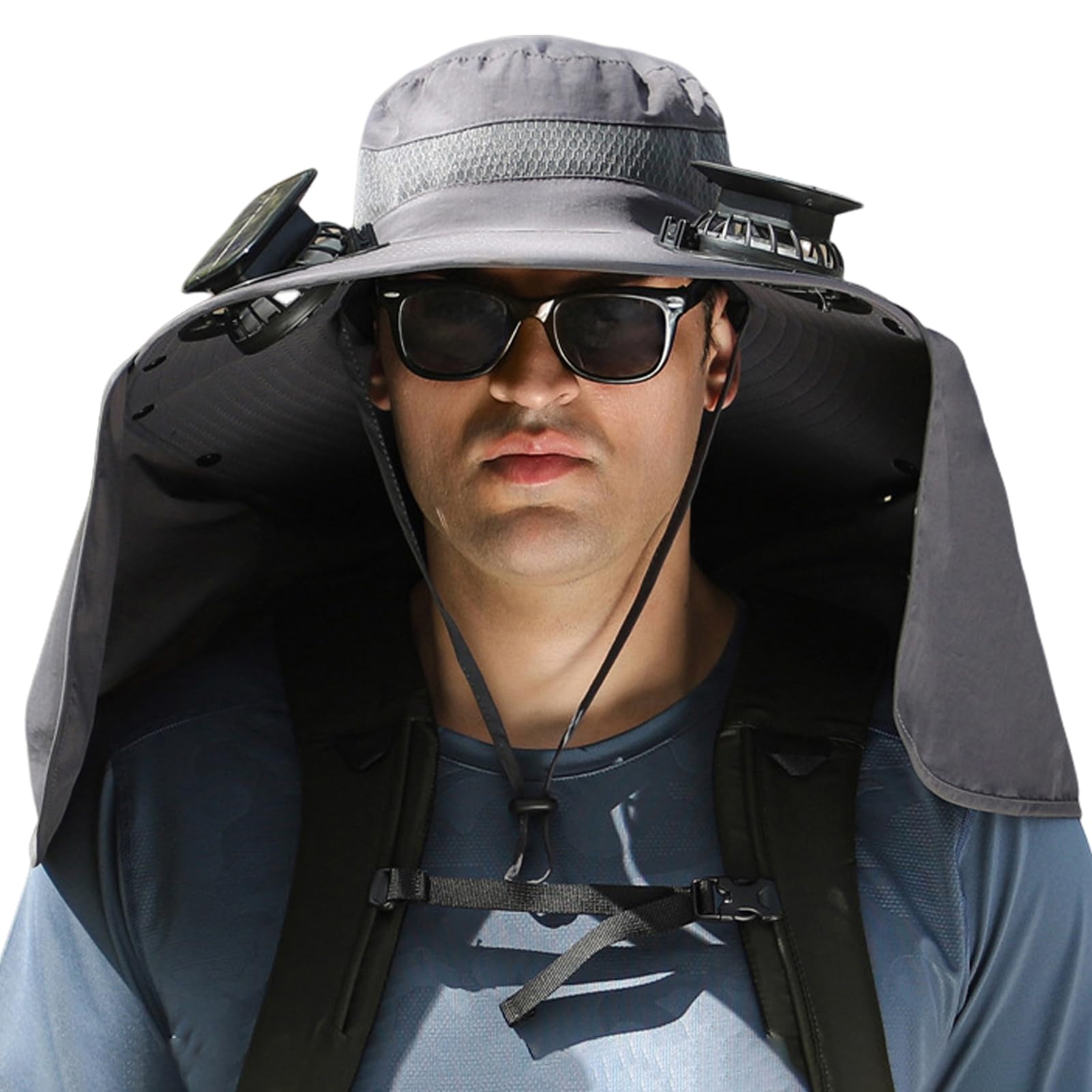 Phonery RadiantShade ® Wide Brim Hat with Solar Powered Fans-Getphonery
