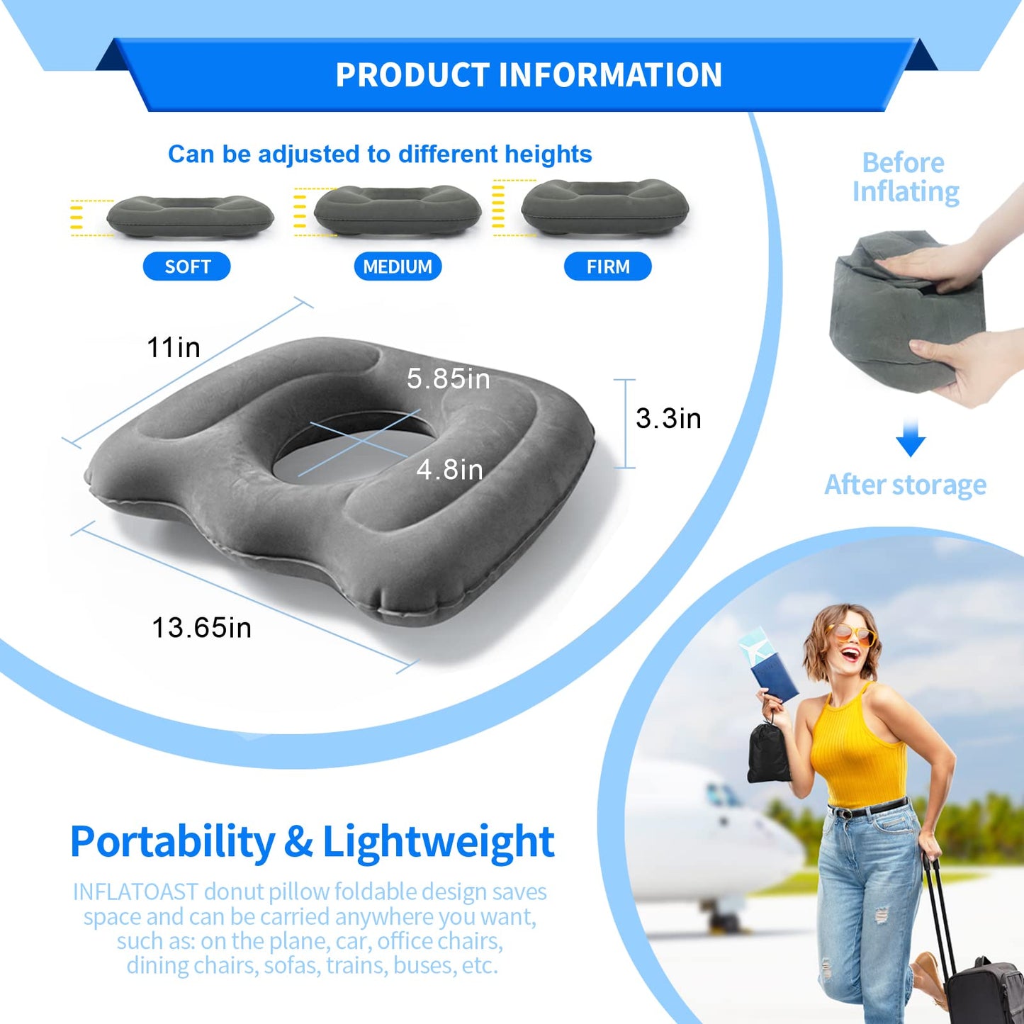 Phonery AeroRelief  ® Donut Pillow For Tailbone