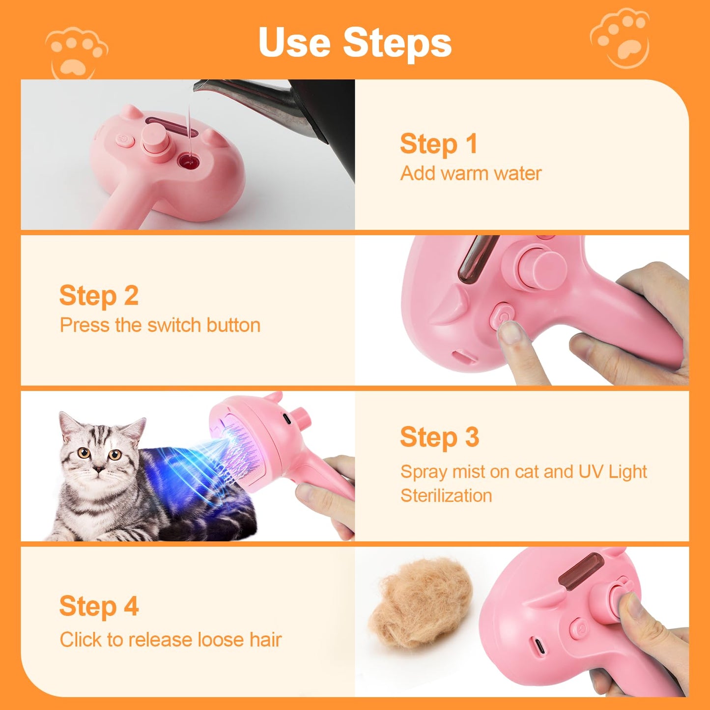 Phonery FurEase ® Cat Steam Brush-Getphonery