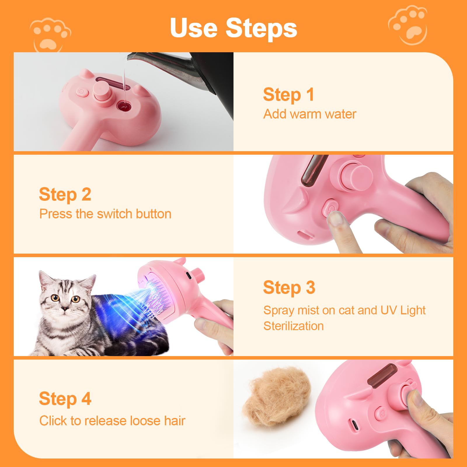 Phonery FurEase ® Cat Steam Brush-Getphonery