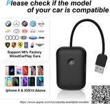 Wireless Carplay Adapter for iPhone - Instant Connection, Wired Carplay to Wireless, Apple Car Play Converter, Fit for Cars Built-in Wired Car Adapter, with USB-A to USB-C Converter