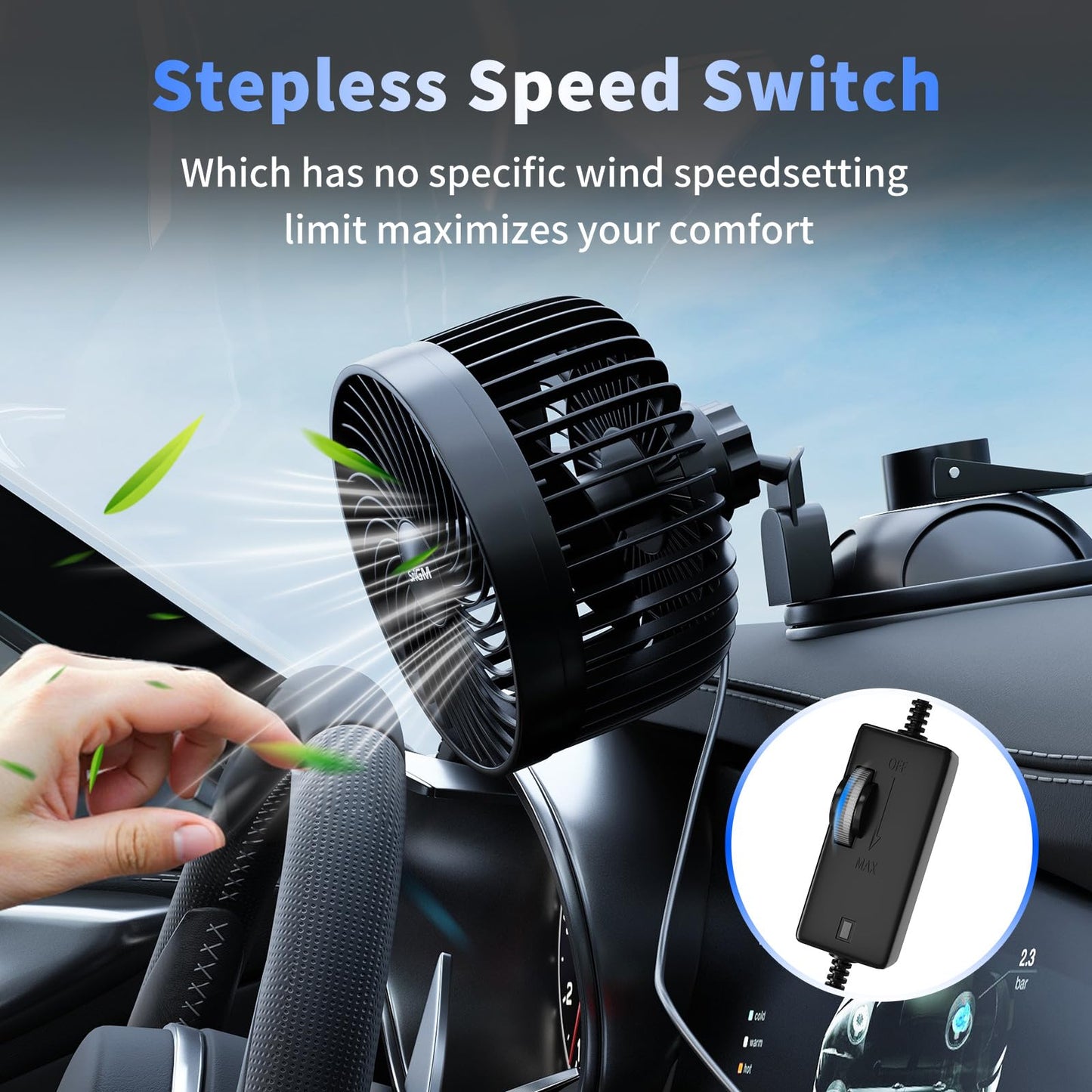 Phonery AeroFlow ® portable fan for car