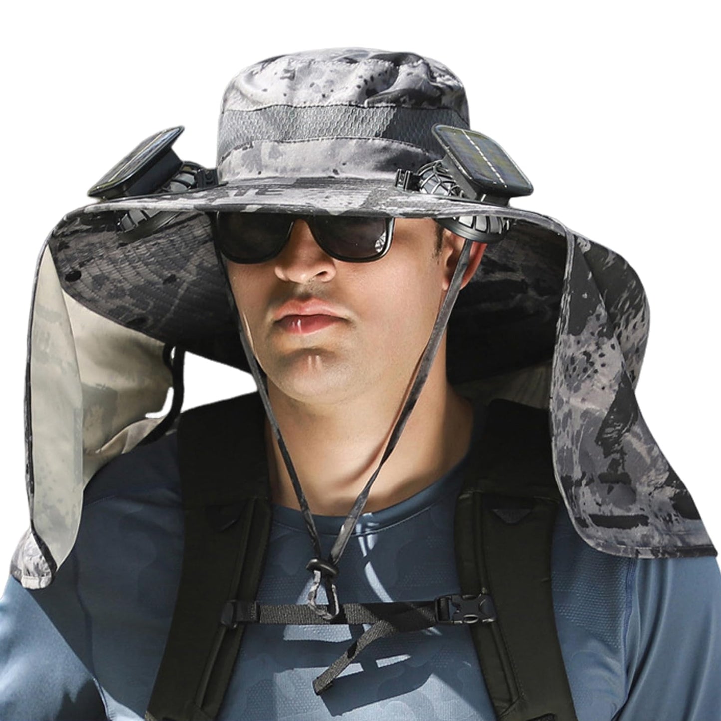 Phonery RadiantShade ® Wide Brim Hat with Solar Powered Fans-Getphonery