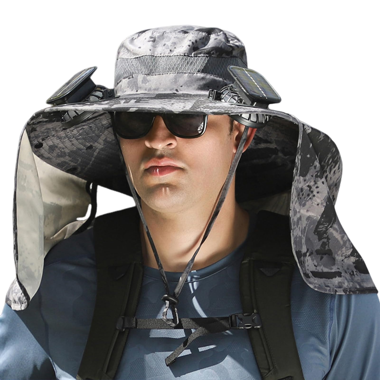Phonery RadiantShade ® Wide Brim Hat with Solar Powered Fans-Getphonery