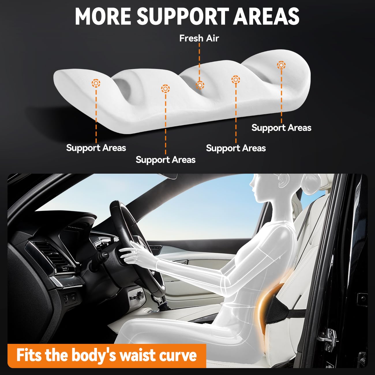 Phonery LumbroFlex ® Lumbar Support Pillow for Car