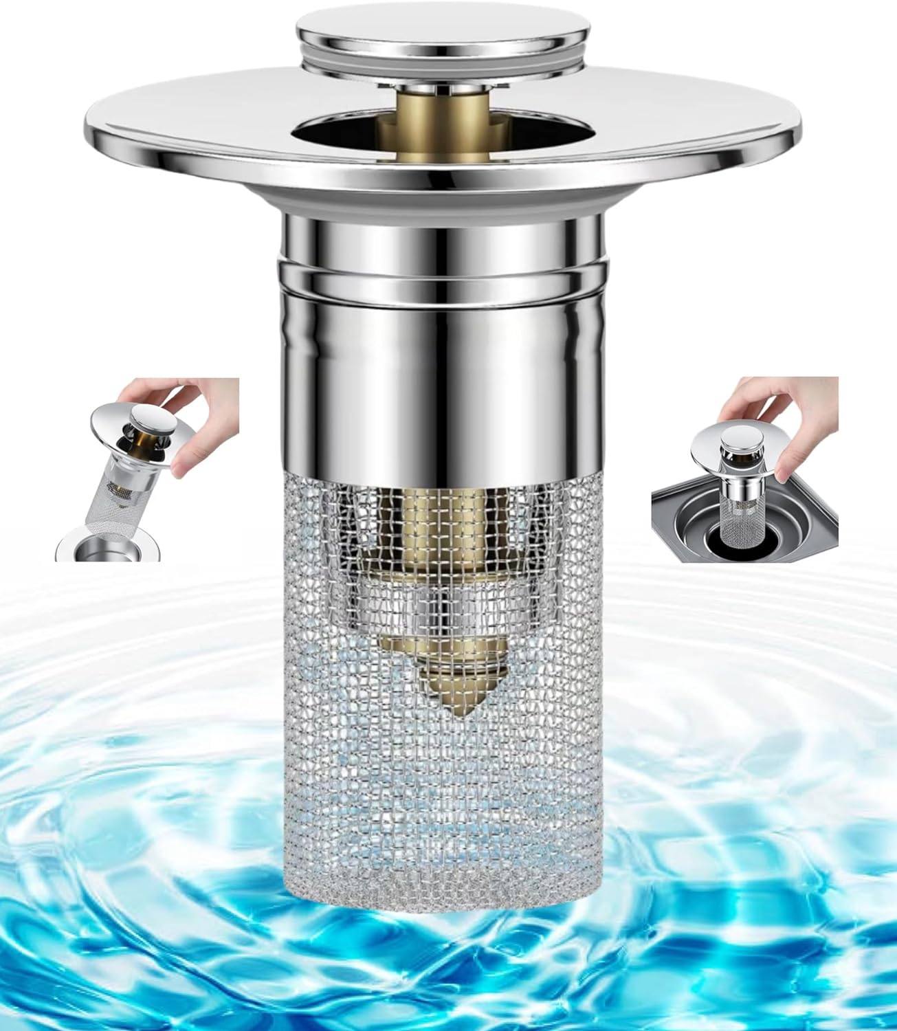 Phonery SinkShield ® Pop Up Bathroom Sink Drain Strainer-Getphonery
