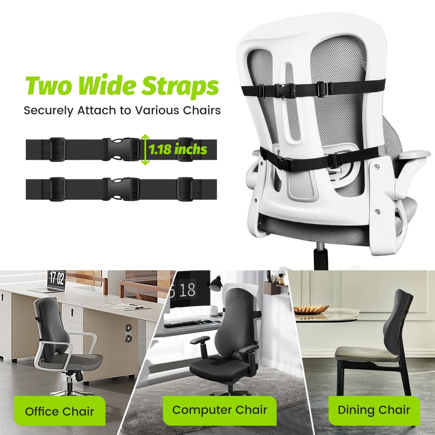 Phonery SpineEase ® Long Back Support for Office Chair