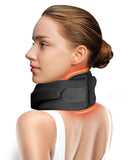 Heated Neck Brace Cervical Collar - Neck Support Brace with Heating Pad, Soft Foam Wraps Keep Vertebrae Stable and Aligned for Relief of Cervical Spine Pressure for Women & Men (M Size) Grey
