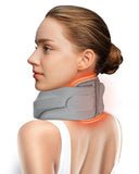 Heated Neck Brace Cervical Collar - Neck Support Brace with Heating Pad, Soft Foam Wraps Keep Vertebrae Stable and Aligned for Relief of Cervical Spine Pressure for Women & Men (M Size) Grey