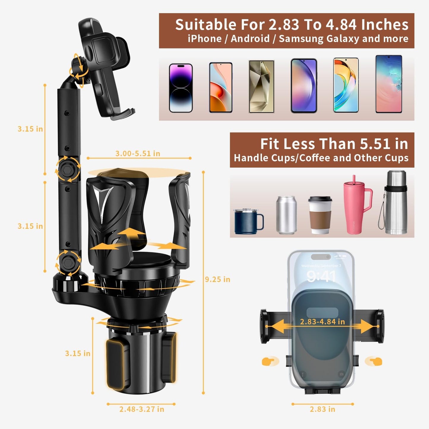 Phonery GripHub ® Car Cup Phone Holder