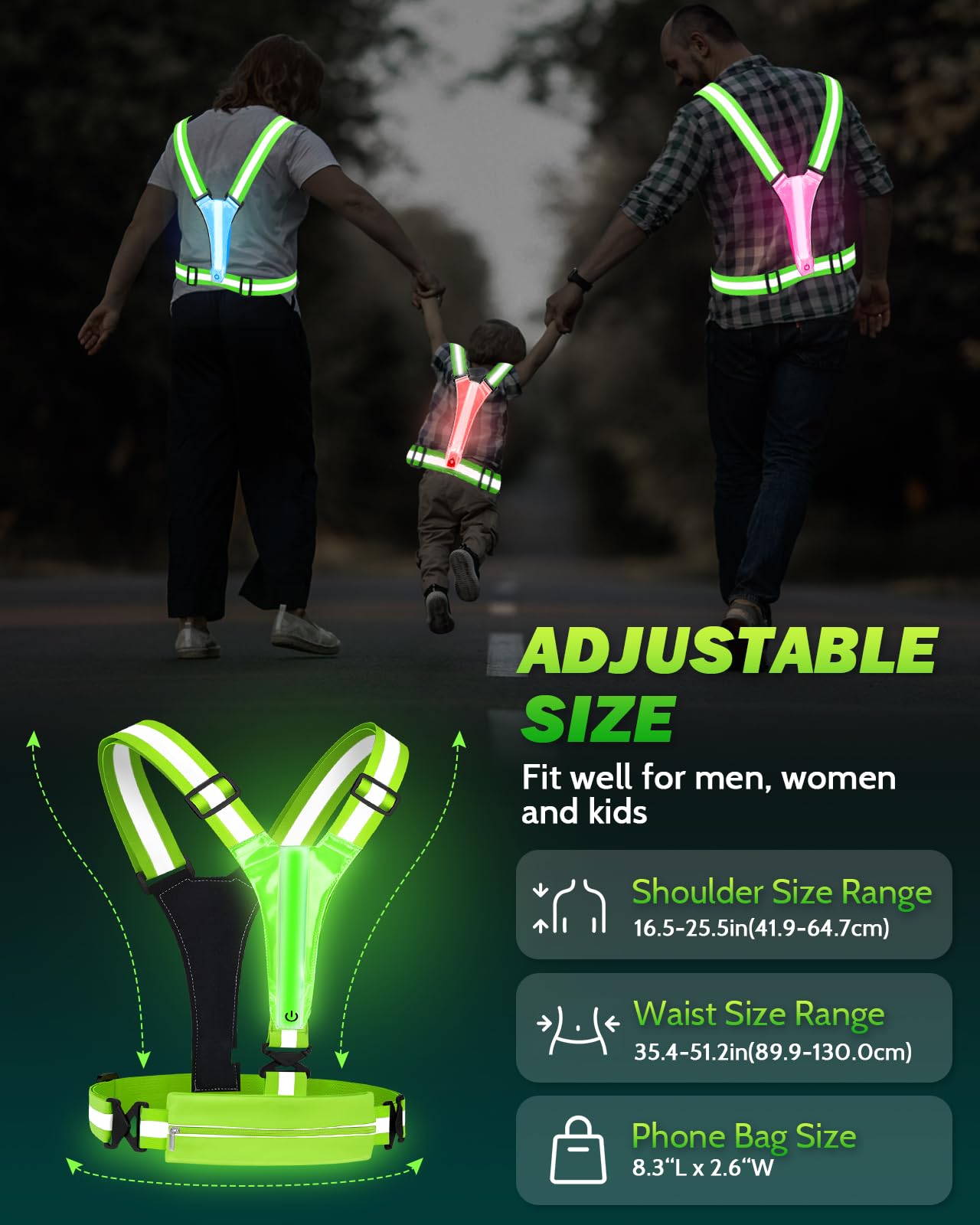 Phonery LumiVest ® Light Up Running Vest-Getphonery