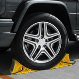 Wheel Chocks for RV Trailer, 4 Pack Non Slip Wheel Chocks for Travel Trailers with Rope for Easy Removal, Lightweight Plastic Wheel Stoppers Block for Camper Cars Trucks