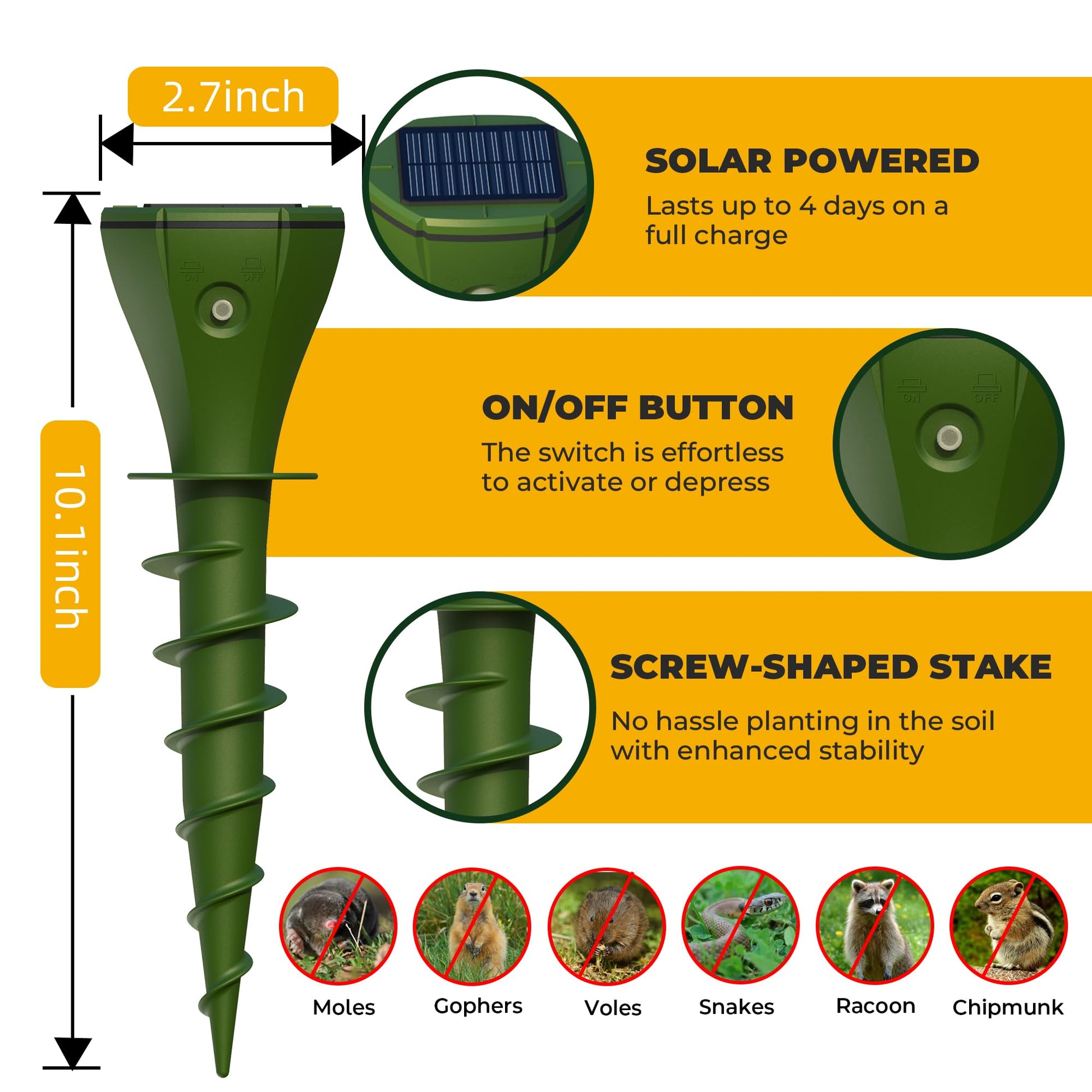 Phonery SunWave ® Solar Powered Mole Repellent-Getphonery