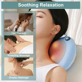 Christmas Gifts for Women Men,White Elephant Gifts,Shiatsu Neck Back Massager for Pain Relief Deep Tissue,Back Massager Deep Tissue Kneading with Heat,3D Electric Pillow(Blue)
