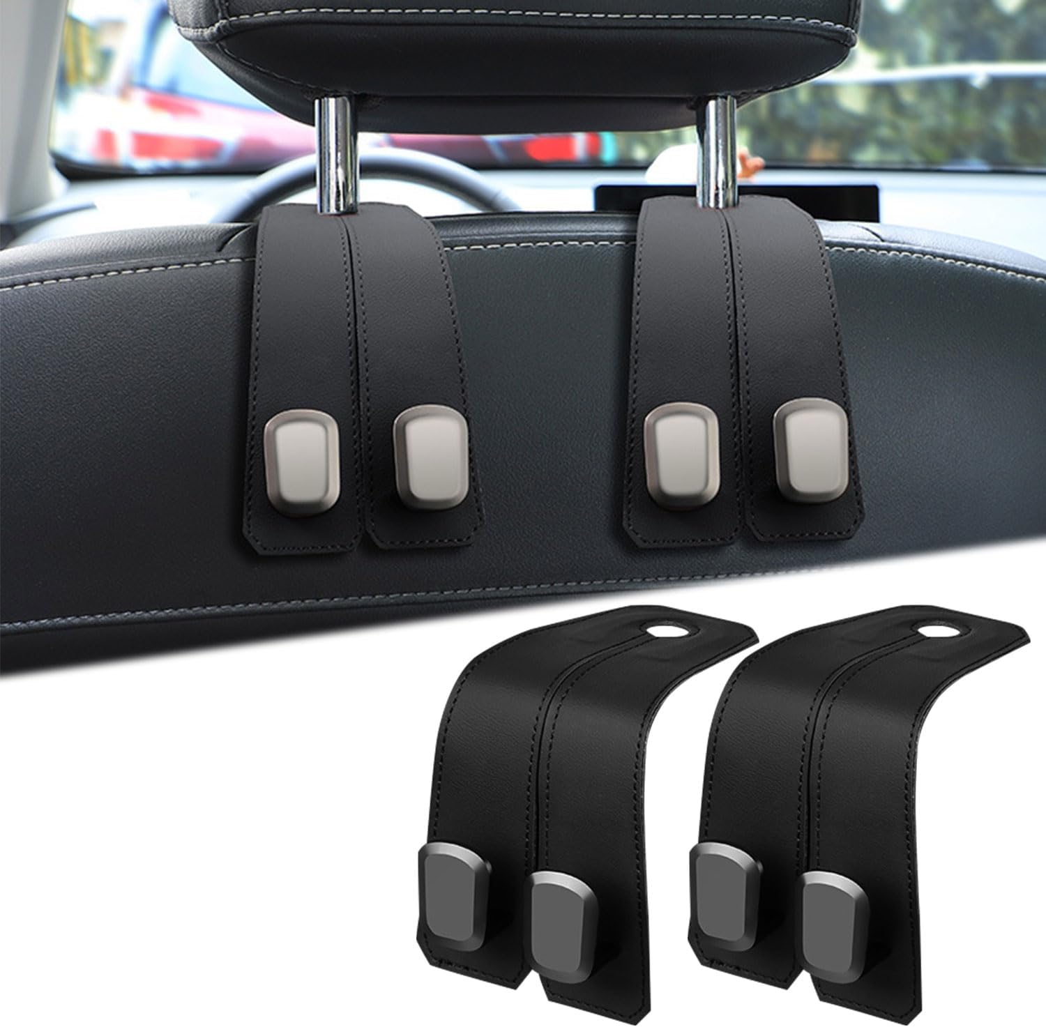 Phonery HookMate ® Headrest Hooks for Car 4 Pack-Getphonery