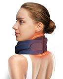 Heated Neck Brace Cervical Collar - Neck Support Brace with Heating Pad, Soft Foam Wraps Keep Vertebrae Stable and Aligned for Relief of Cervical Spine Pressure for Women & Men (M Size) Grey