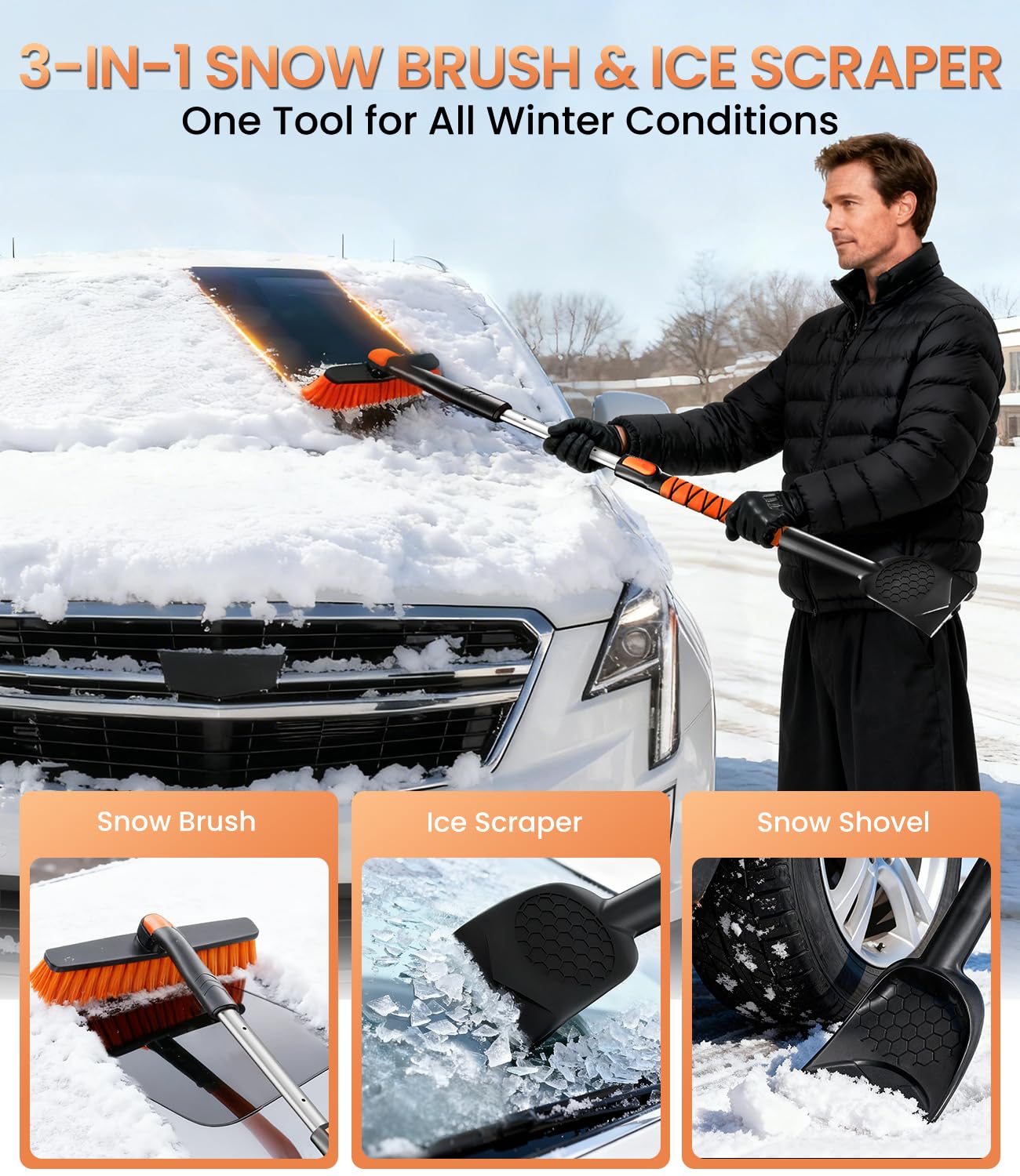 Phonery Torrent Tools 3 in 1 car snow brush