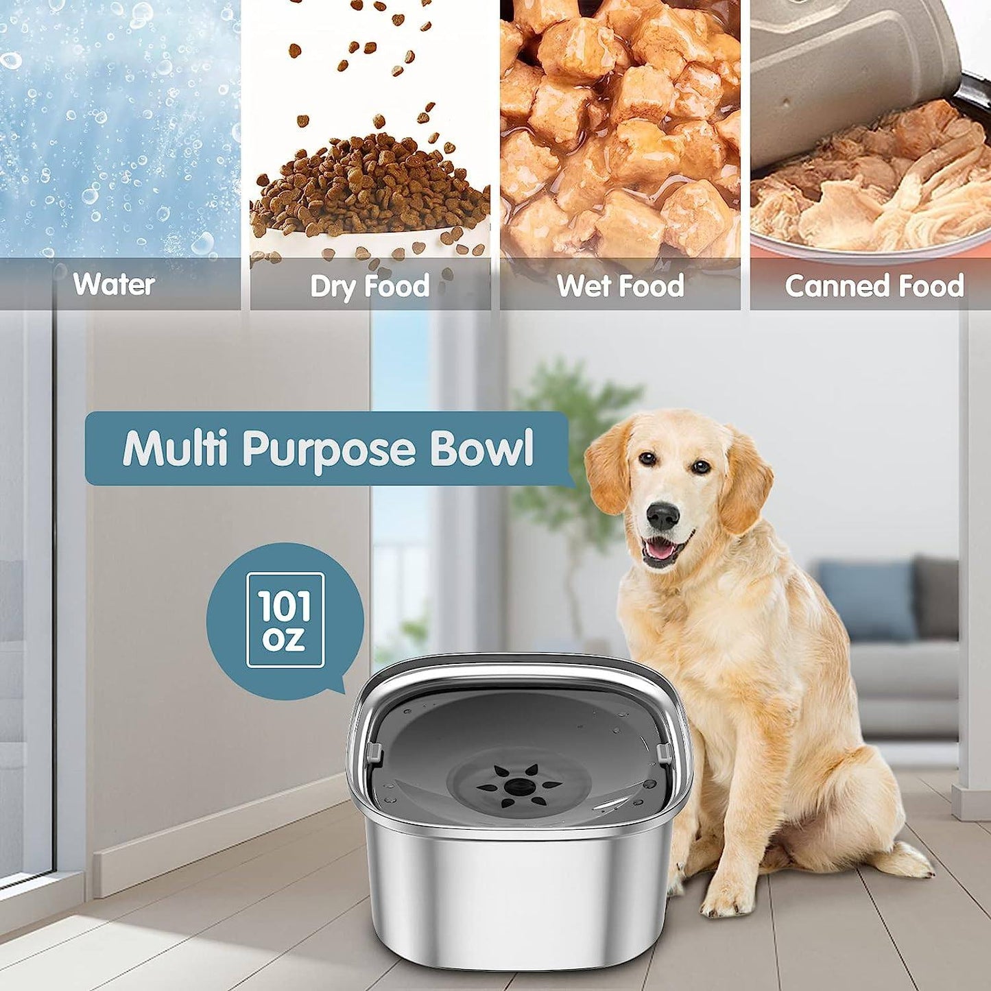 Phonery SplashShield ® Spill Proof Water Bowl for Large Dogs-Getphonery